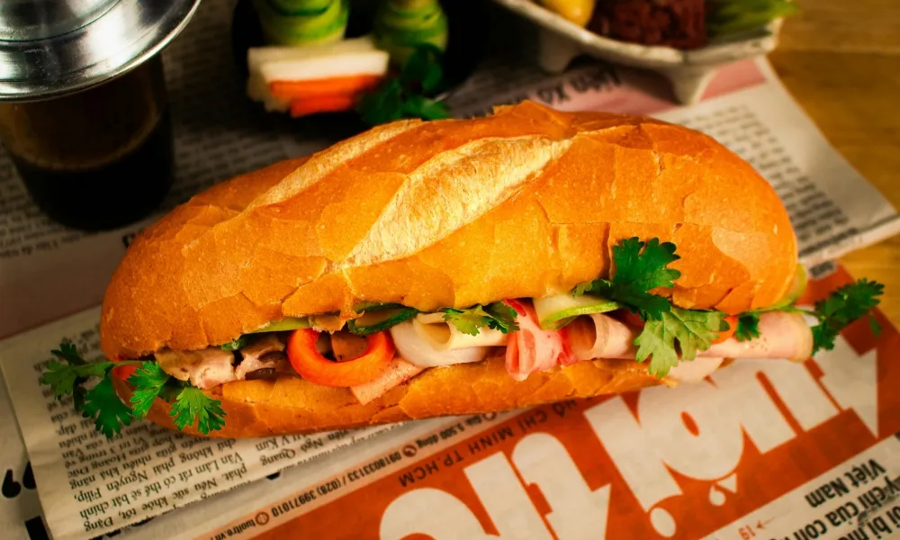 Vietnamese banh mi sandwich at Henry's, a Vietnamese Restaurant in Brooklyn.
