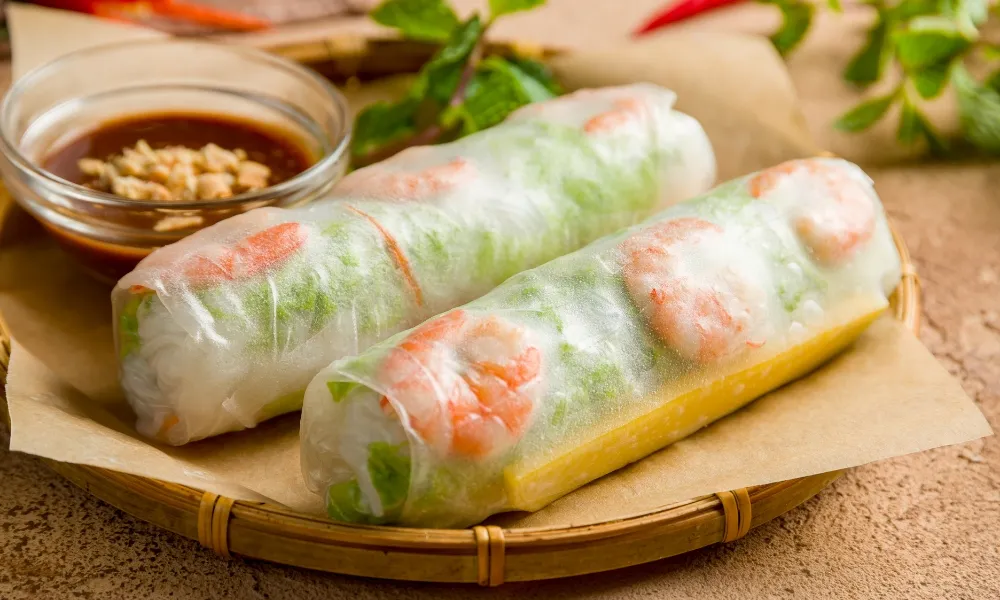 Vietnamese fresh spring rolls at Henry's, a Vietnamese Restaurant in Brooklyn.
